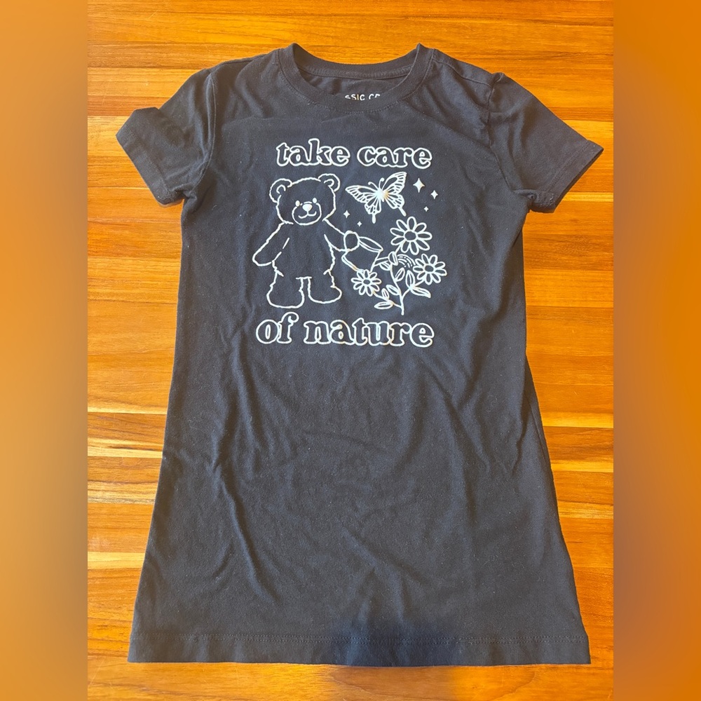Black Tee Shirt with Nature Print